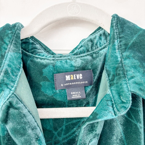 Maeve Anthropologie The Bettina Tiered Mini Shirt Dress Holly Velvet - Picture 5 of 8